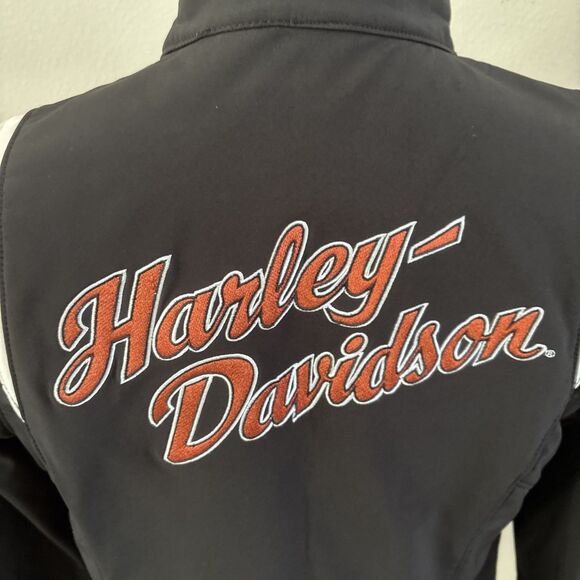Harley Davidson Black Orange Full Zip Jacket Soft Shell Women’s Size Medium - Picture 14 of 16